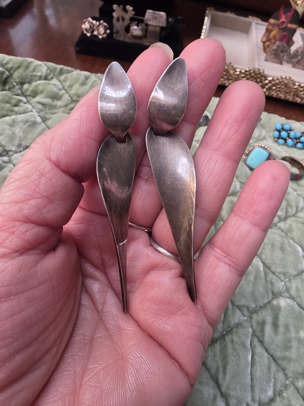 Vintage Georg Jensen Nanna Ditzel 128A Sterling Silver Drop Earrings Denmark - Picture 3 of 6